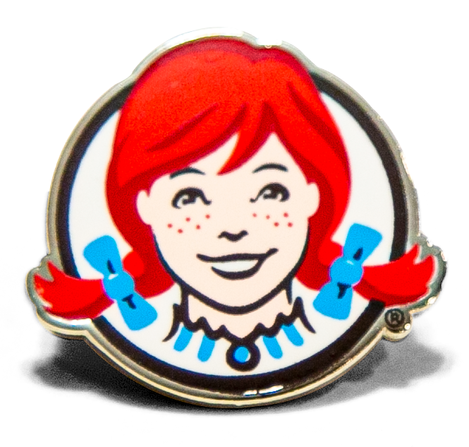 Enamel pin with the Wendy's logo.